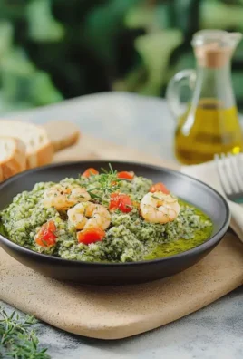 Brokkolisotto mit Garnelen und frischen Tomaten