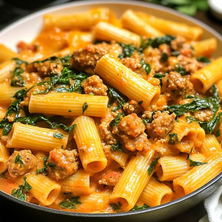 Cremige Wurst Rigatoni in 30 Minuten zubereiten