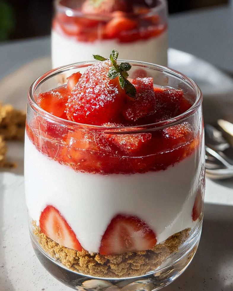 Erdbeer-Dessert im Glas mit Joghurt – Schritt 1