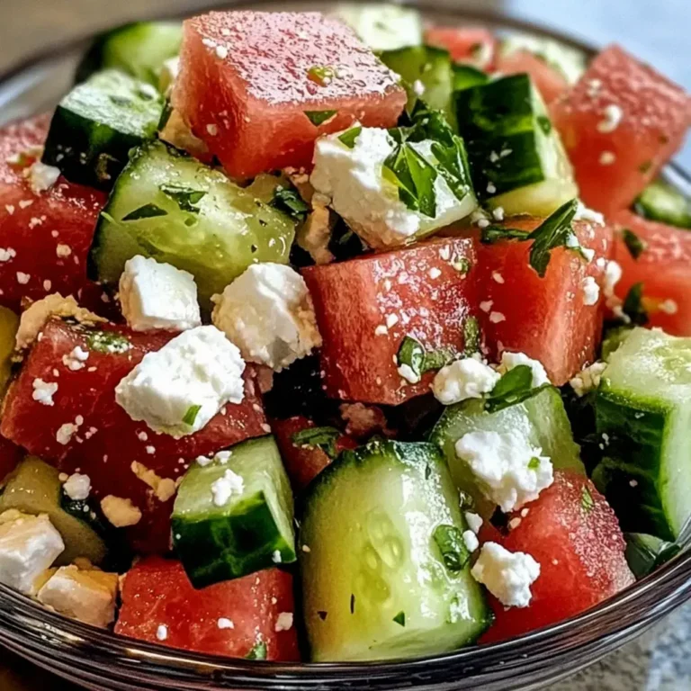 Erfrischender Wassermelone Feta Gurke Salat