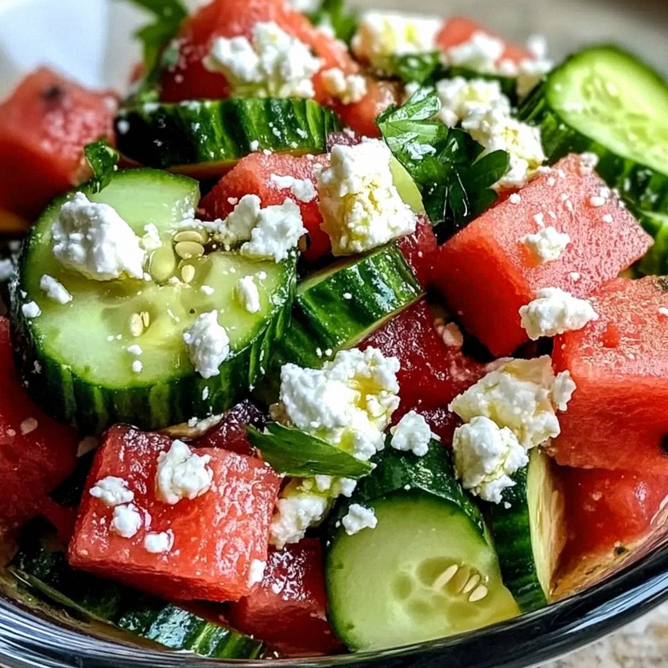 Erfrischender Wassermelone Feta Gurke Salat – Schritt 2