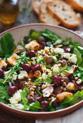 Feldsalat mit gebratenen Pilzen Feta und Granatapfel