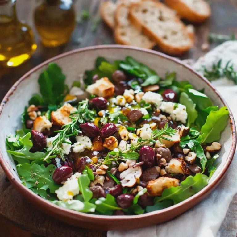 Feldsalat mit gebratenen Pilzen Feta und Granatapfel
