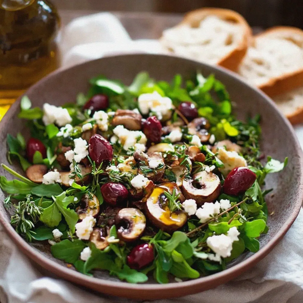 Feldsalat mit gebratenen Pilzen Feta und Granatapfel – Schritt 1