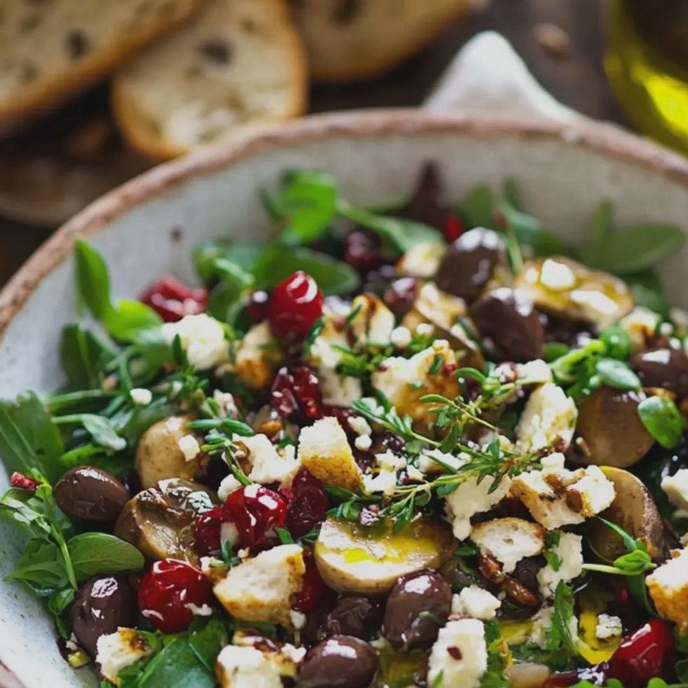 Feldsalat mit gebratenen Pilzen Feta und Granatapfel – Schritt 2
