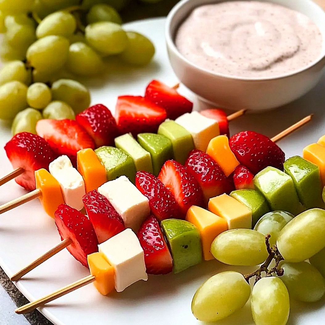 Fruchtspieße mit Käse und Zimt-Joghurt Dip – Schritt 1