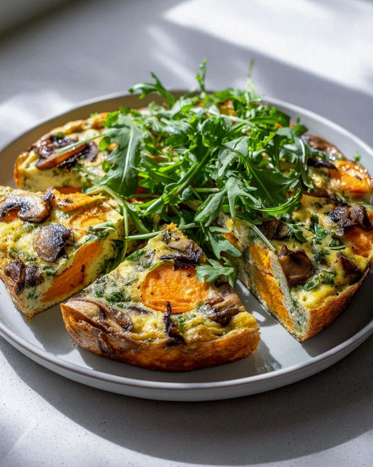 Gesunde Süßkartoffel Pilz Frittata Bowl mit Rucola-Kick – Schritt 2
