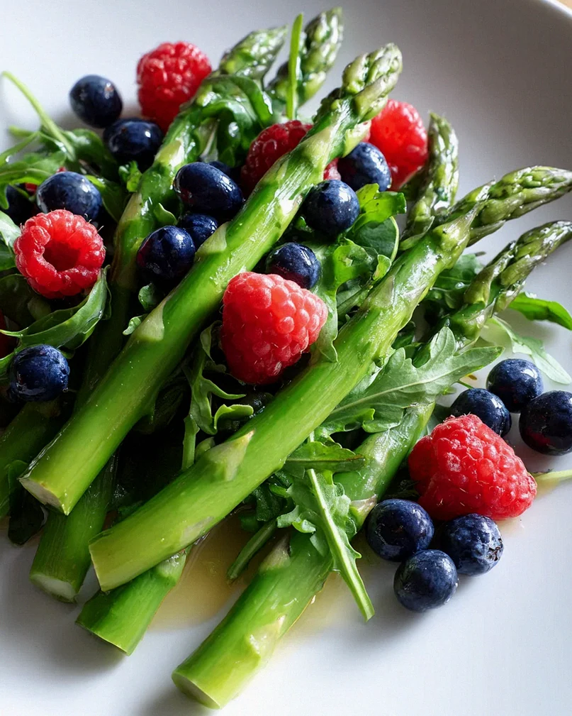 Grüner Spargel Salat Mit Erdnon-alcoholic beeren & Rucola