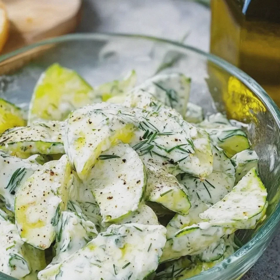 Gurkensalat mit Joghurt Dressing frisch zubereitet – Schritt 2