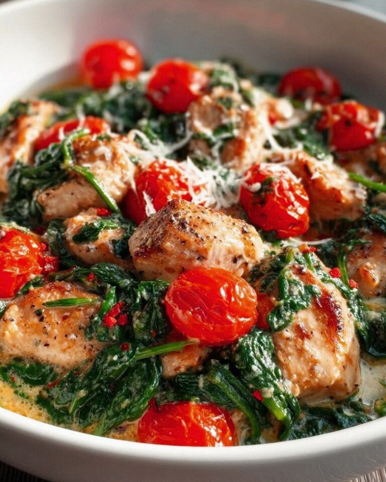 Keto Hähnchenpfanne mit Spinat und Tomaten – Schnell und lecker!