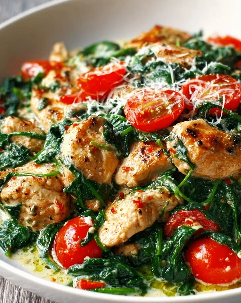 Keto Hähnchenpfanne mit Spinat und Tomaten – Schnell und lecker! – Schritt 2