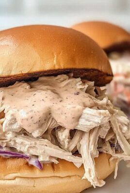 Langsamkocher Hähnchen Sandwiches mit sämiger Sauce
