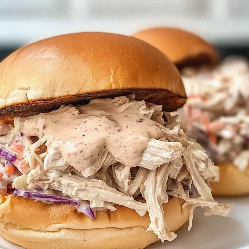 Langsamkocher Hähnchen Sandwiches mit sämiger Sauce