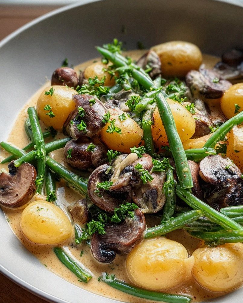 Leckere Kartoffel Pilz Pfanne mit Bohnen – Einfaches Rezept!