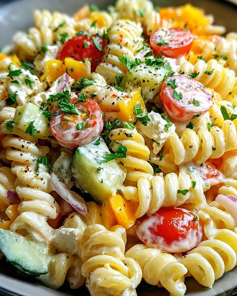Leichter Nudelsalat mit Joghurt-Dressing
