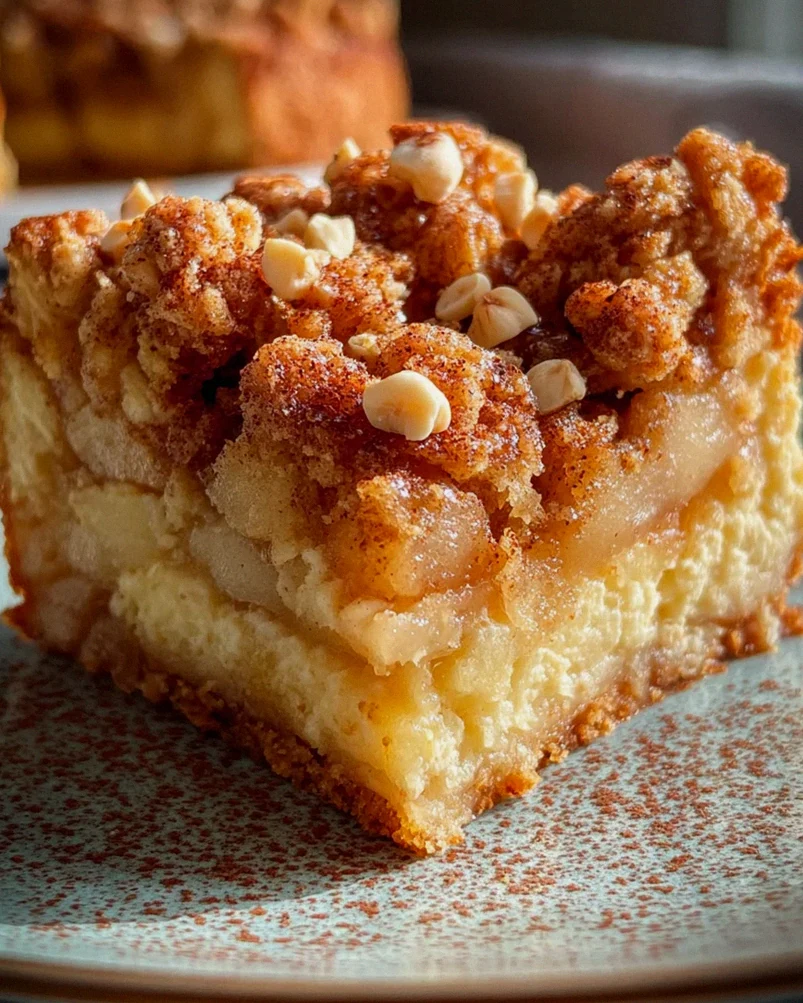Marmorierter Apfel-Streuselkuchen mit Zimt und Nüssen