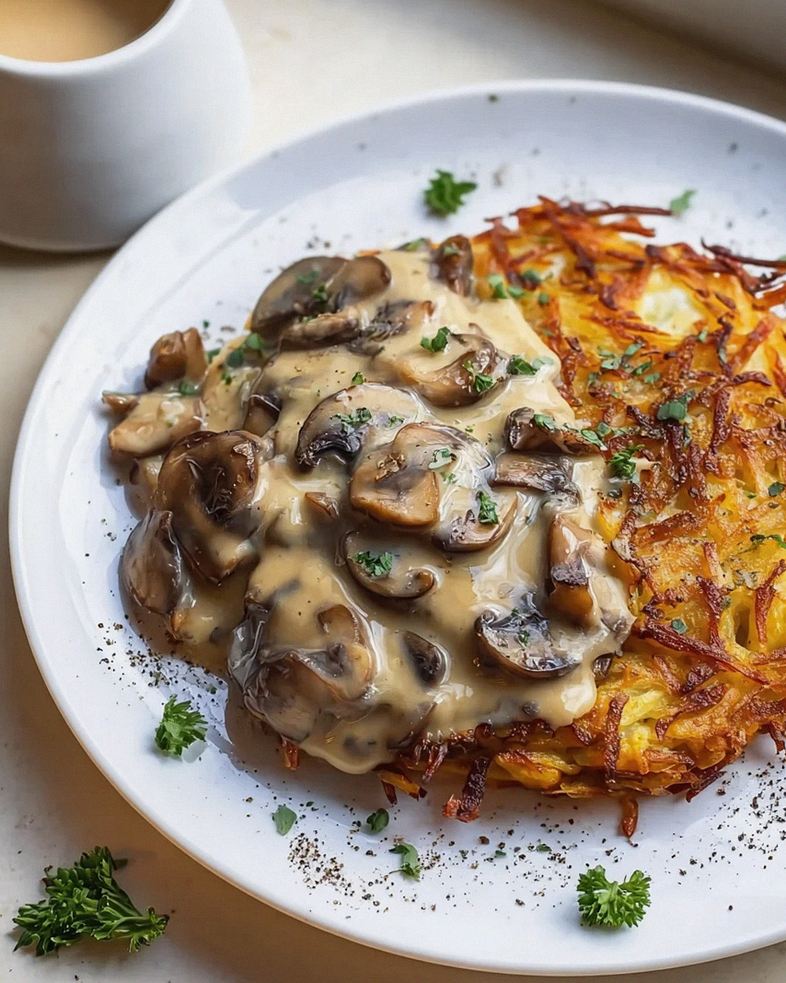 Mozzarella Rosti mit Zwiebel-Pilzrahmsauce – Lecker & Einfach! – Schritt 2