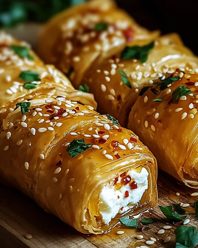 Ofen-gebackene Feta-Rollen mit Chili-Honig