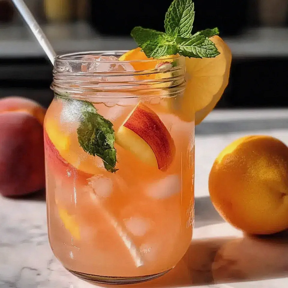 Pfirsich-Limonade für heiße Sommertage genießen
