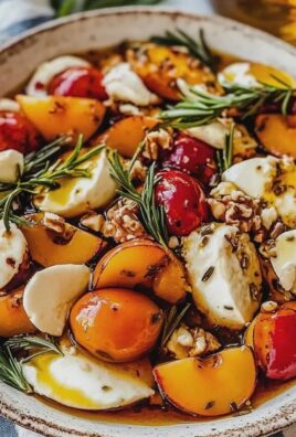 Pfirsichsalat frisch mit Mozzarella und Walnüssen