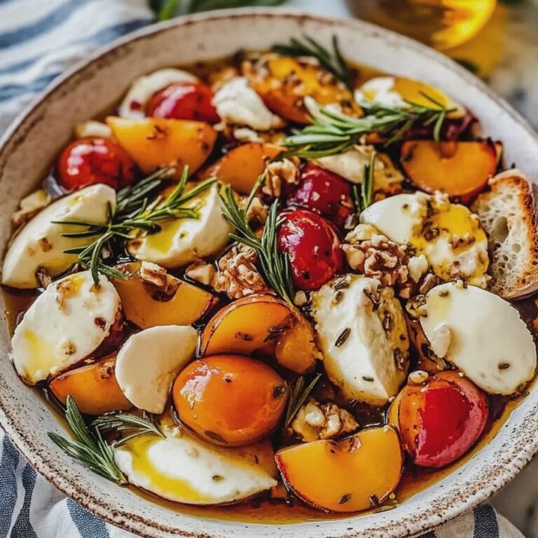 Pfirsichsalat frisch mit Mozzarella und Walnüssen
