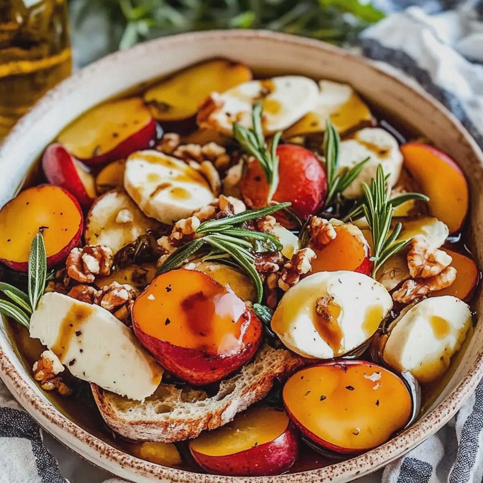 Pfirsichsalat frisch mit Mozzarella und Walnüssen – Schritt 1