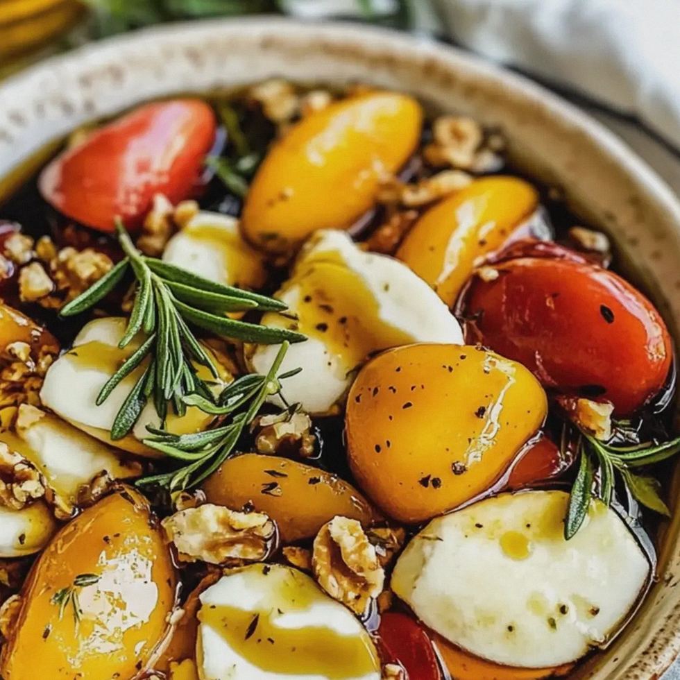 Pfirsichsalat frisch mit Mozzarella und Walnüssen – Schritt 2