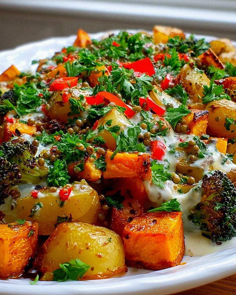 Sheet Pan Roast With Creamy Garlic Feta Sauce – Schritt 2