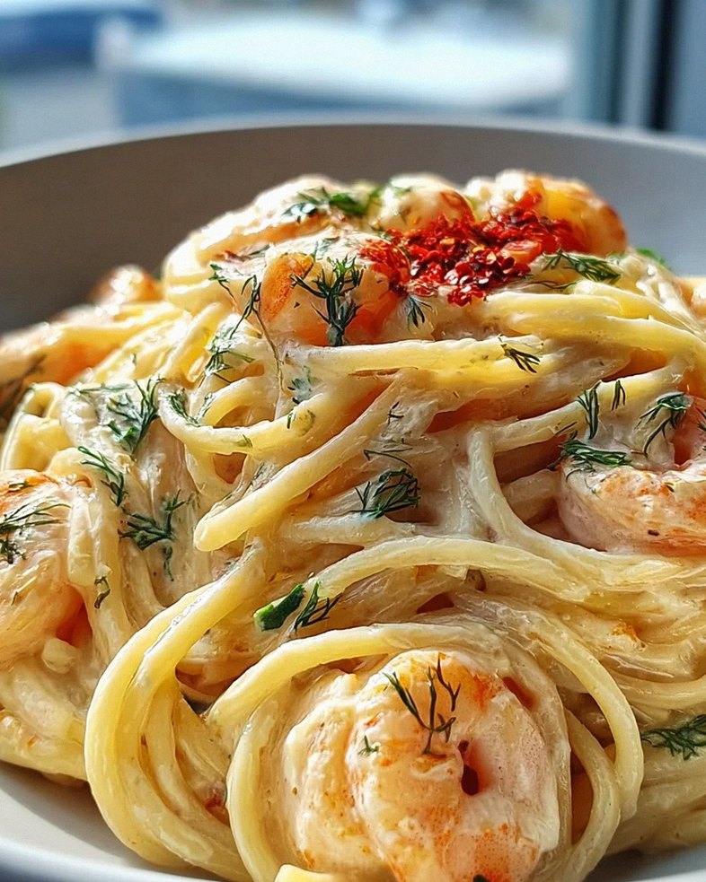 Spaghetti with Shrimp in Creamy Cream Cheese Sauce – Schritt 2
