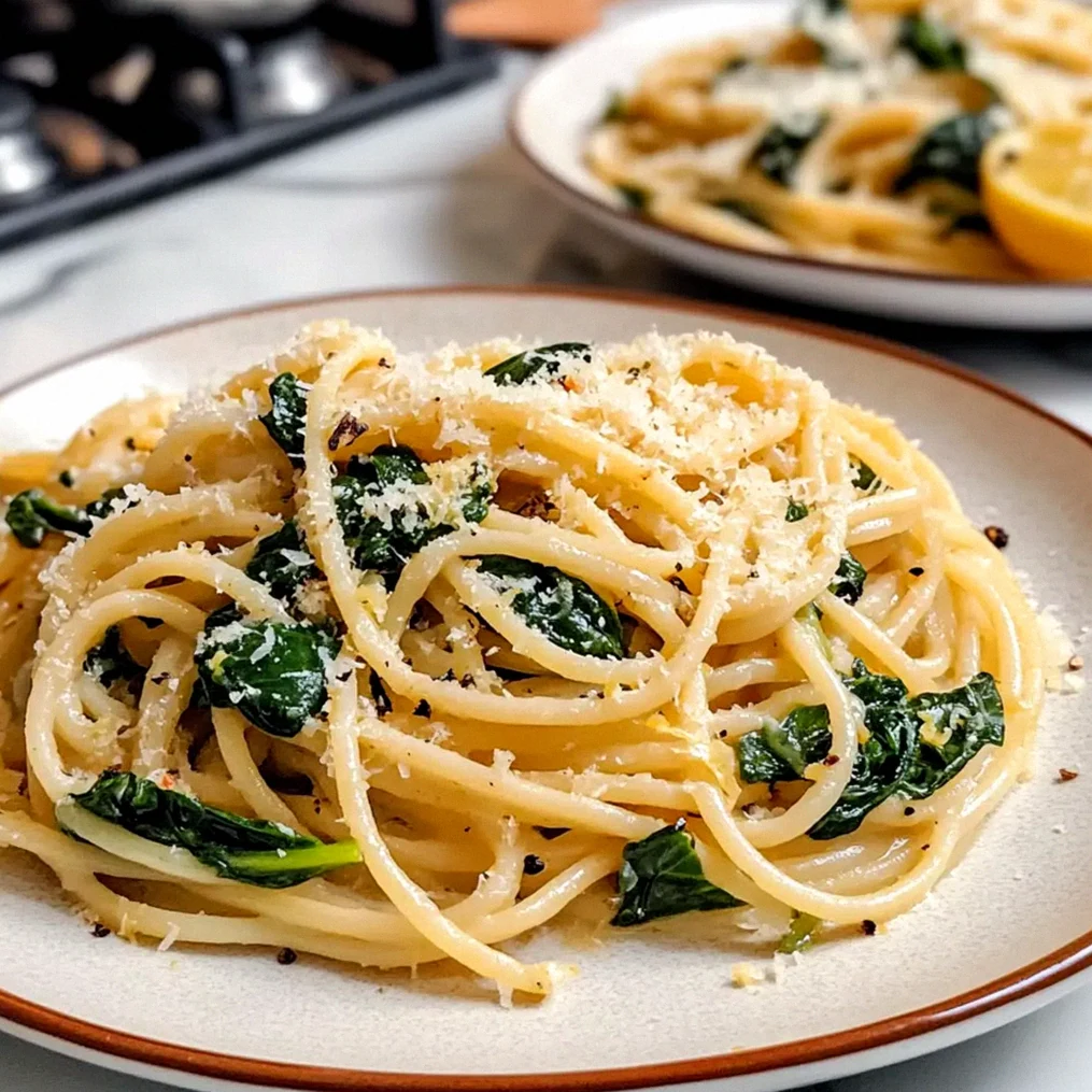 Spinat Zitrone Pasta in 20 Minuten zubereiten