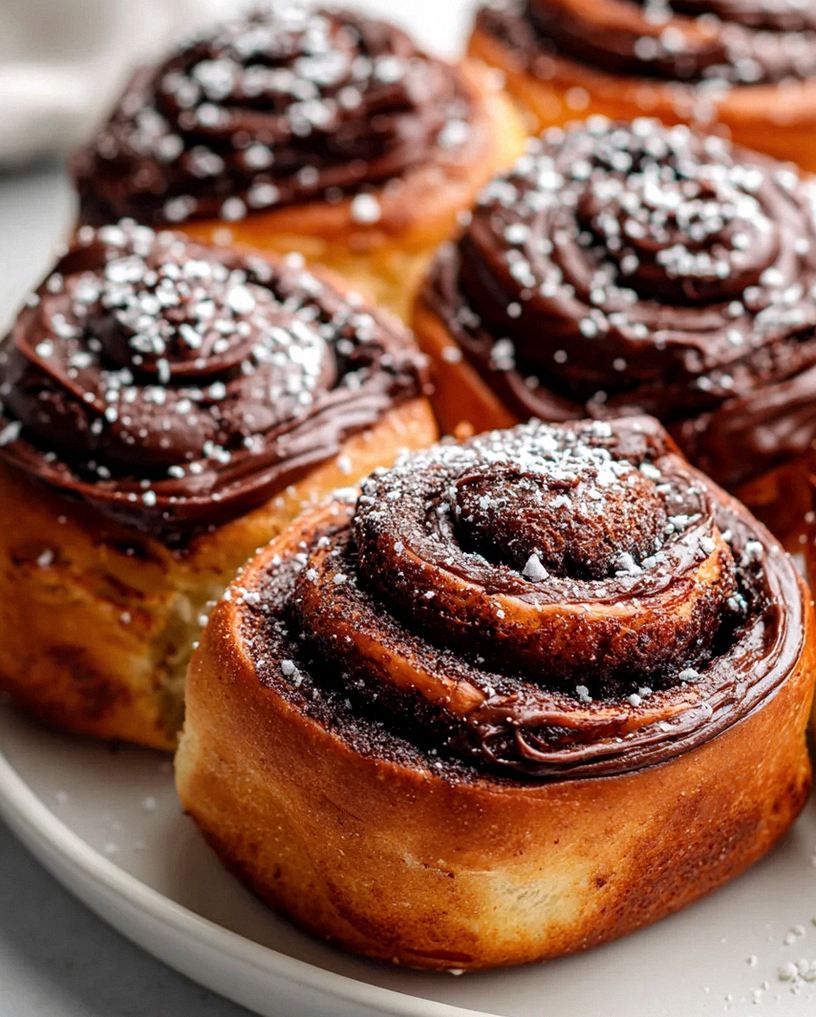Unwiderstehliche Schoko-Zimtschnecken mit cremiger Fudge-Glasur