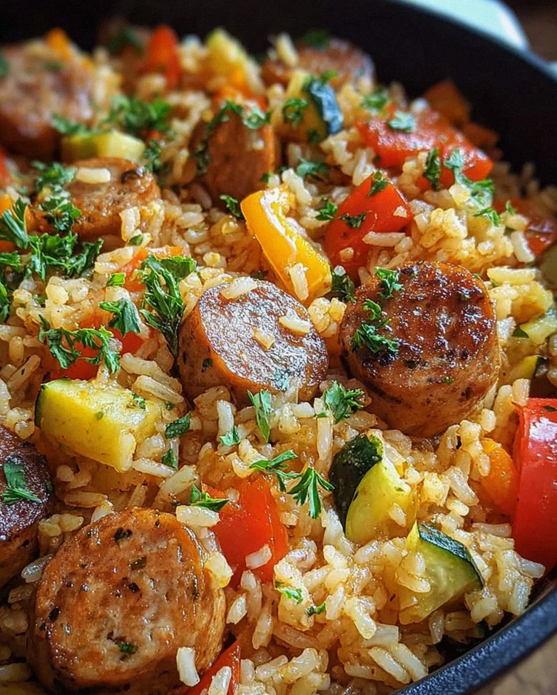 Wurst Reis Pfanne