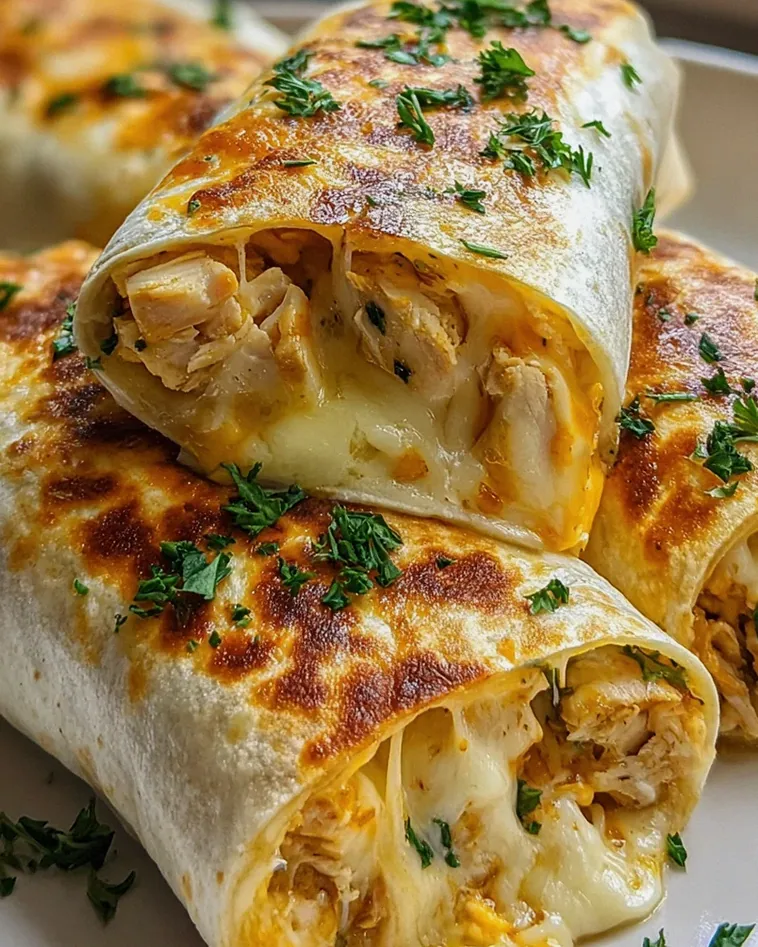Zartschmelzende Käse-Knoblauch Hähnchen Wraps