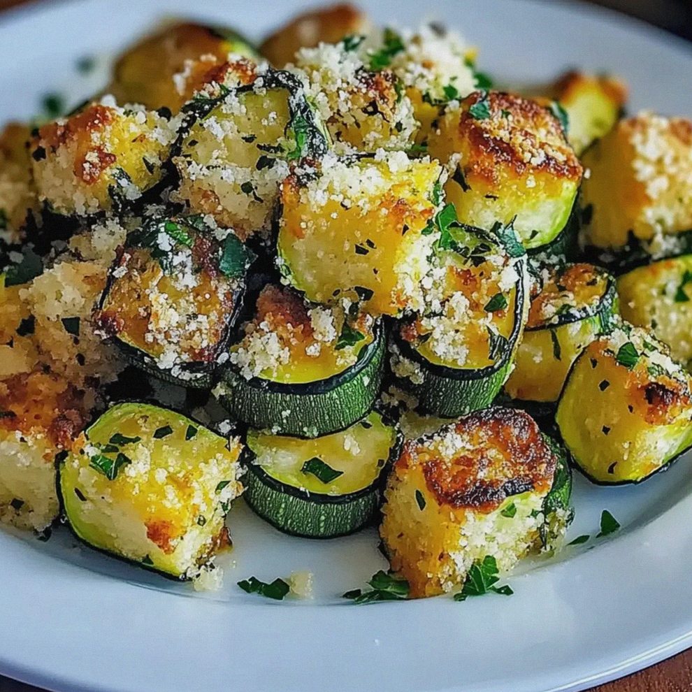 Zucchini geröstet mit Knoblauch Parmesan genießen