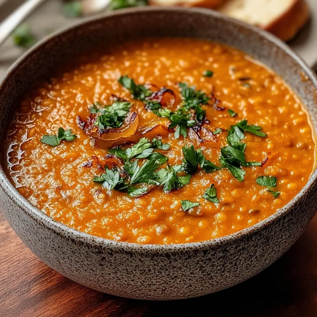 Zwiebelrote Linsensuppe für kalte Abende